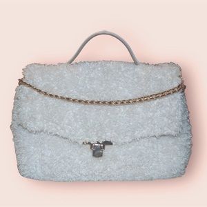 White Fluffy Bag With Strap